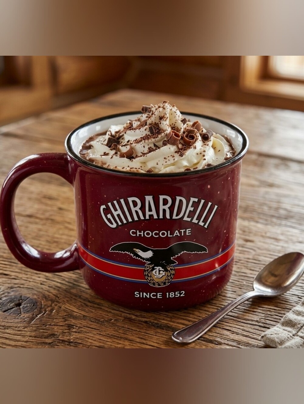 Dark Red Speckled Ghirardelli Chocolate Mug